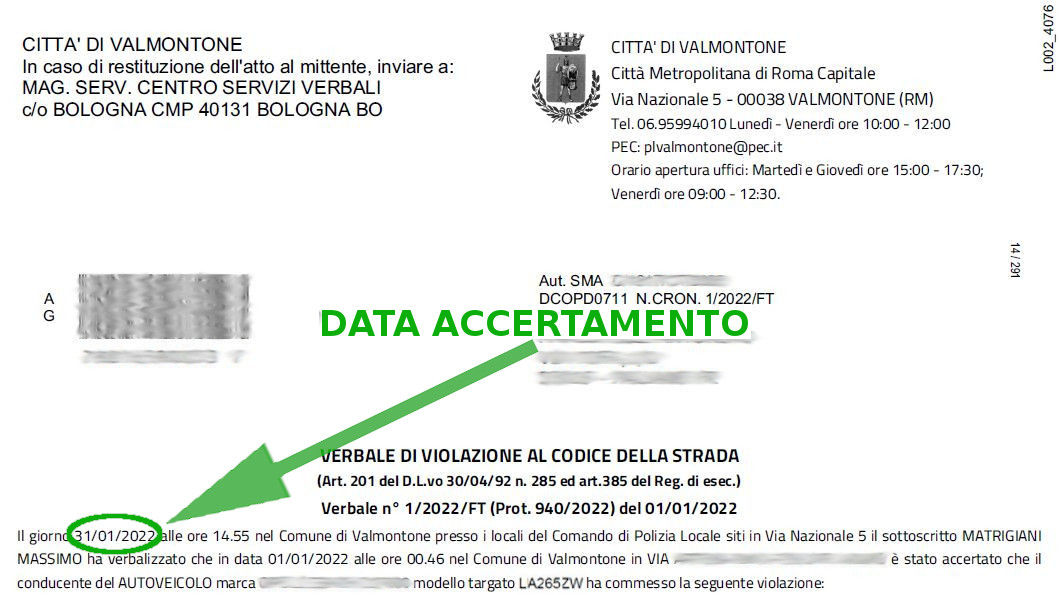 Immagine che descrive come recuperare la data
